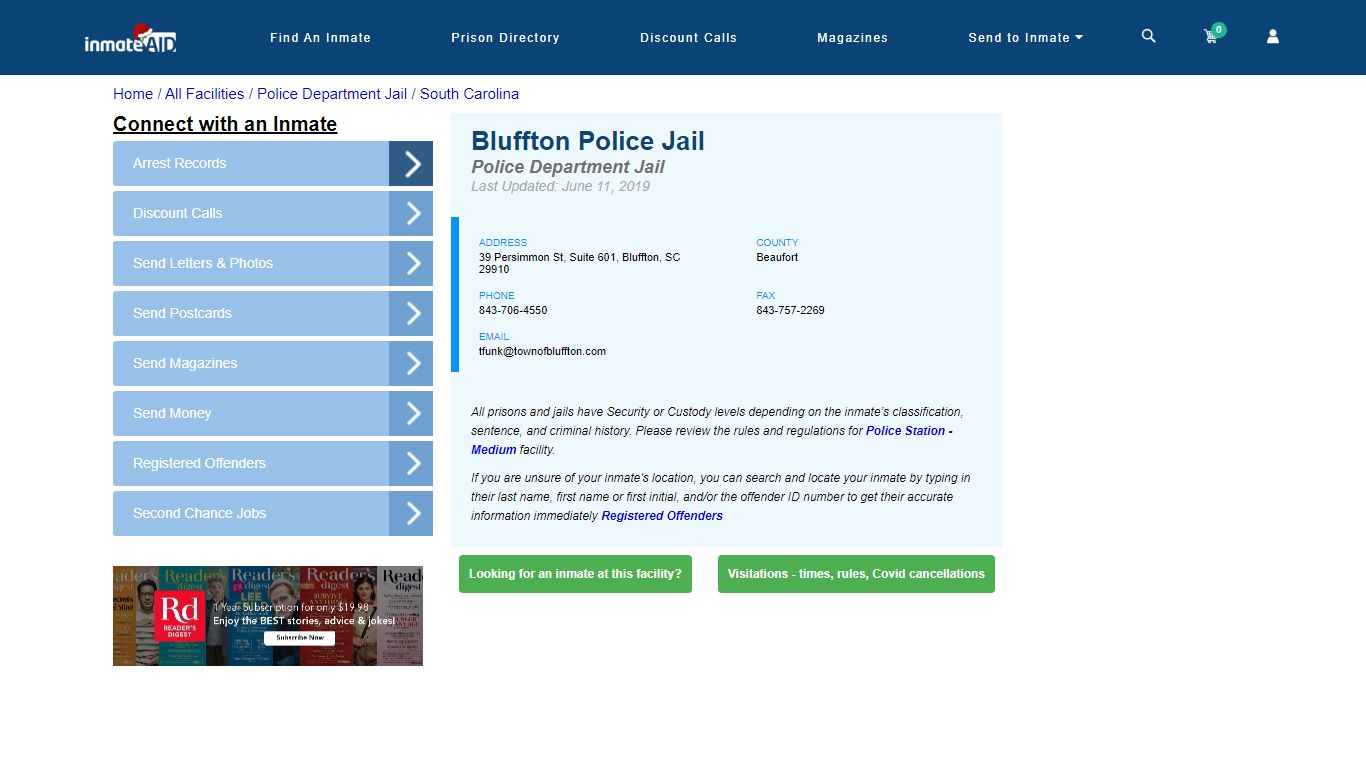Bluffton Police Jail & Inmate Search - Bluffton, SC