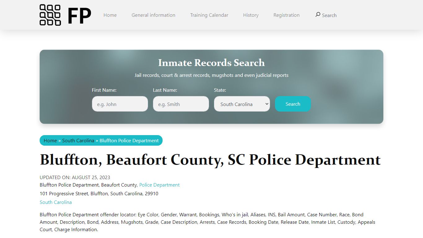Bluffton, SC Police - City Jail Inmates, Arrests